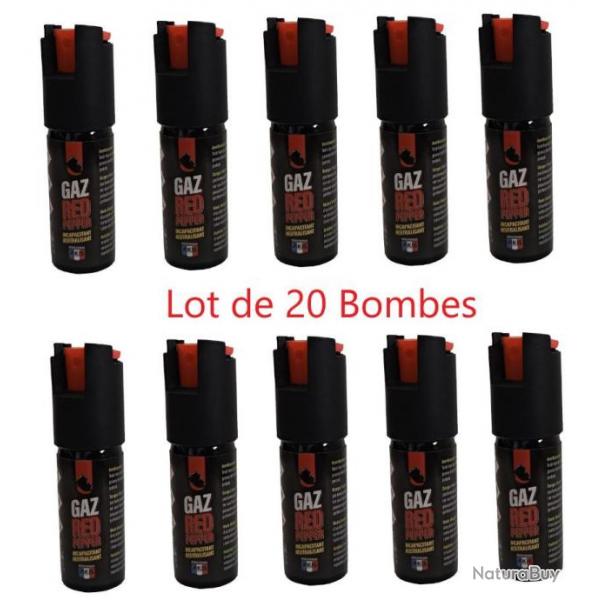 Lot de 20 Bombes Lacrymognes Akis Gaz red Pepper- 25ml - Gaz Poivre