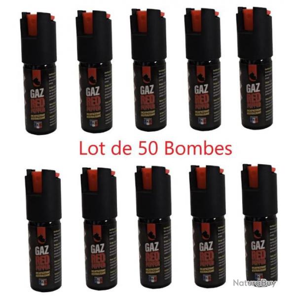 Lot de 50 Bombes Lacrymognes Akis Gaz red Pepper- 25ml - Gaz Poivre