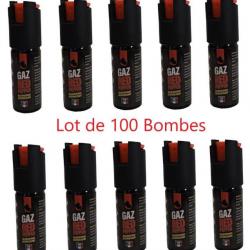 Lot de 100 Bombes Lacrymogènes Akis Gaz red Pepper- 25ml - Gaz Poivre