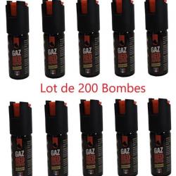 Lot de 200 Bombes Lacrymogènes Akis Gaz red Pepper- 25ml - Gaz Poivre