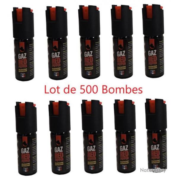 Lot de 500 Bombes Lacrymognes Akis Gaz red Pepper- 25ml - Gaz Poivre