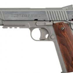 Airsoft - Colt 1911 rail gun stainless CO2 non blow back | Cybergun (180315 | 3559961803153)
