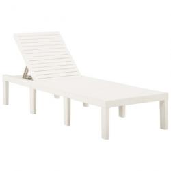 Transat chaise longue bain de soleil lit de jardin terrasse meuble d'extérieur plastique blanc 02_0