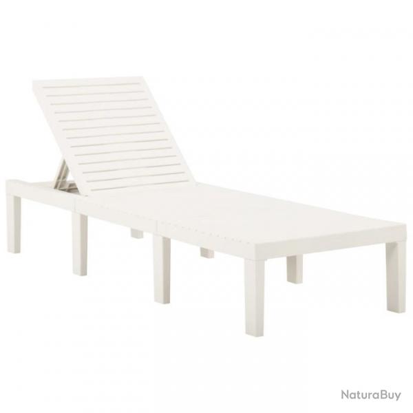 Transat chaise longue bain de soleil lit de jardin terrasse meuble d'extrieur plastique blanc 02_0