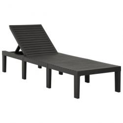 Transat chaise longue bain de soleil lit de jardin terrasse meuble d'extérieur plastique anthracite
