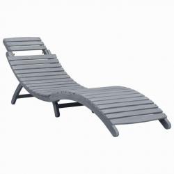 Transat chaise longue bain de soleil lit de jardin terrasse meuble d'extérieur délavage gris bois d
