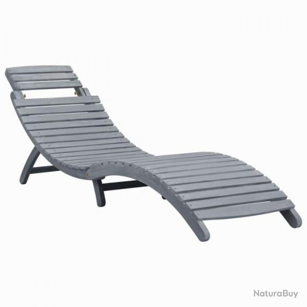 Transat chaise longue bain de soleil lit de jardin terrasse meuble d'extrieur dlavage gris bois d