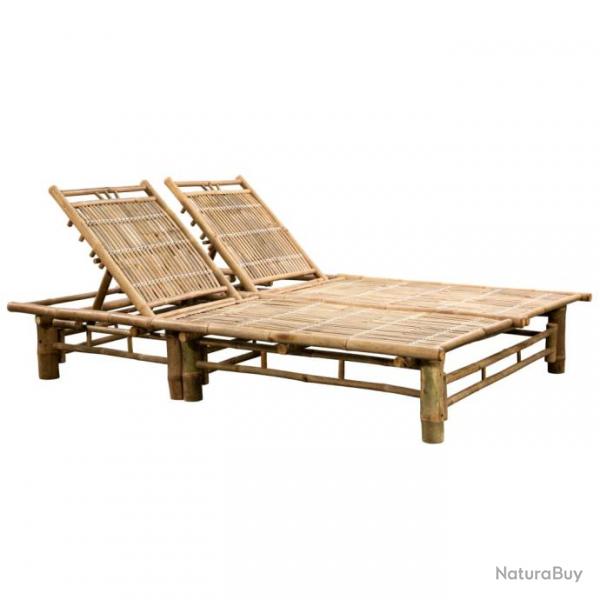 Transat chaise longue bain de soleil lit de jardin terrasse meuble d'extrieur pour 2 personnes bam