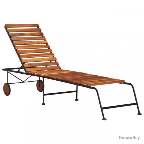 Transat chaise longue bain de soleil lit de jardin terrasse meuble d'extrieur avec pieds en acier