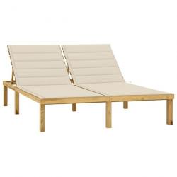 Transat chaise longue bain de soleil lit de jardin terrasse meuble d'extérieur double et coussins c