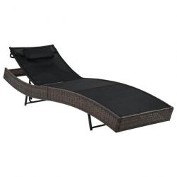 Transat chaise longue bain de soleil lit de jardin terrasse meuble d'extérieur avec oreiller résine