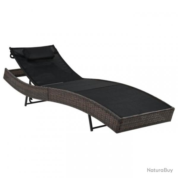 Transat chaise longue bain de soleil lit de jardin terrasse meuble d'extrieur avec oreiller rsine