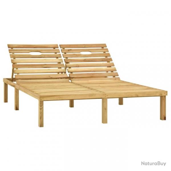 Transat chaise longue bain de soleil lit de jardin terrasse meuble d'extrieur double bois de pin i