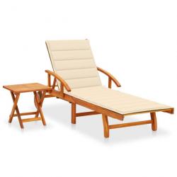 Transat chaise longue bain de soleil lit de jardin terrasse meuble d'extérieur avec table et coussi