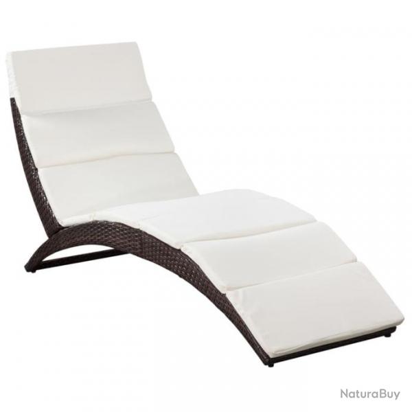 Transat chaise longue bain de soleil lit de jardin terrasse meuble d'extrieur pliable avec coussin