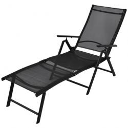 Transat chaise longue bain de soleil lit de jardin terrasse meuble d'extérieur pliable aluminium no