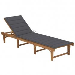 Transat chaise longue bain de soleil lit de jardin terrasse meuble d'extérieur pliable avec coussin