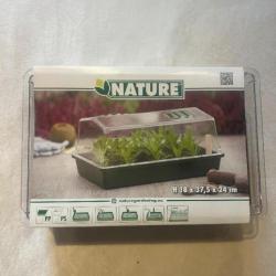 mini serre nature avec couvercle ventilé 37,5 x 24 x h 18 cm semis germination plantation jardin