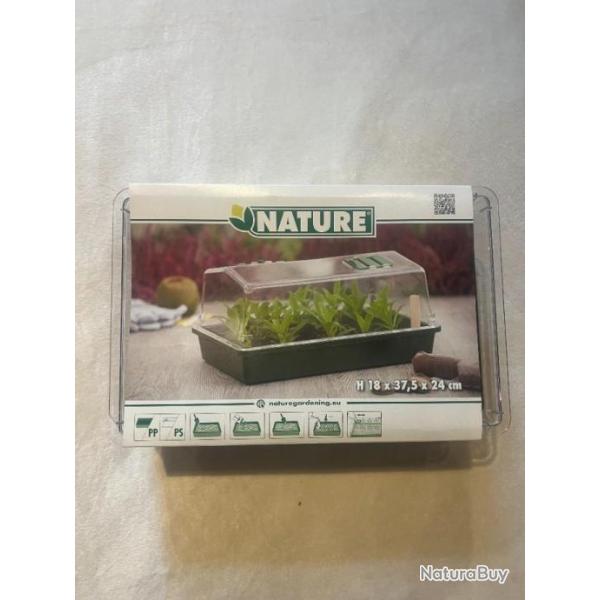 mini serre nature avec couvercle ventil 37,5 x 24 x h 18 cm semis germination plantation jardin