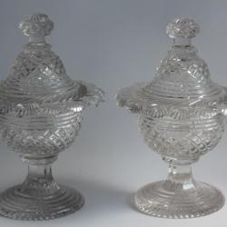 Paire drageoirs cristal taillé Charles X