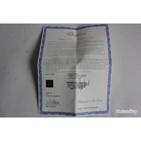 CHOPARD Garantie pour bracelet Happy Diamonds