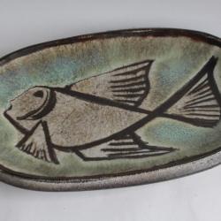 Marcel NOVERRAZ Plat céramique Poisson Carouge Suisse