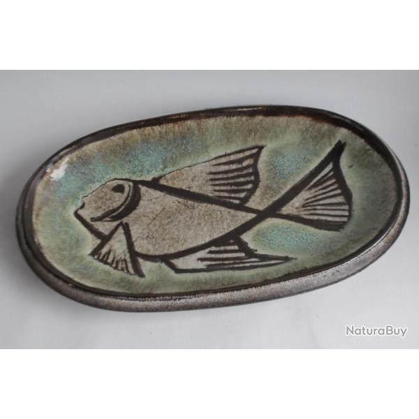 Marcel NOVERRAZ Plat cramique Poisson Carouge Suisse