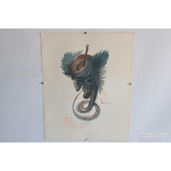 SALVADOR DALI Lithographie La divine comdie Le chrubin noir