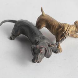 Ancien bronze de Vienne Chiens Teckels M Sch