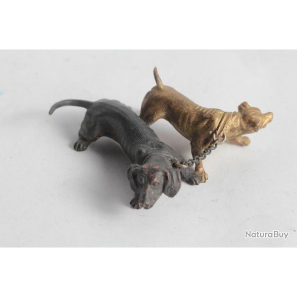 Ancien bronze de Vienne Chiens Teckels M Sch