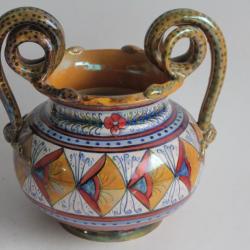 Vase faïence lustrée Serpents Gualdo Tadino Italie