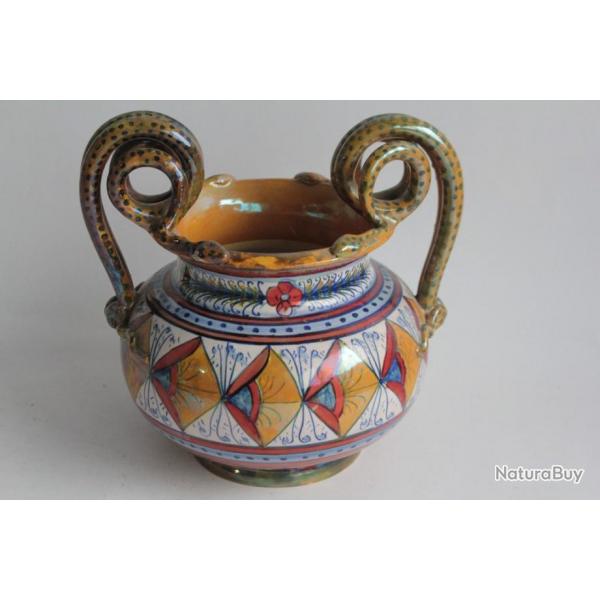 Vase faence lustre Serpents Gualdo Tadino Italie