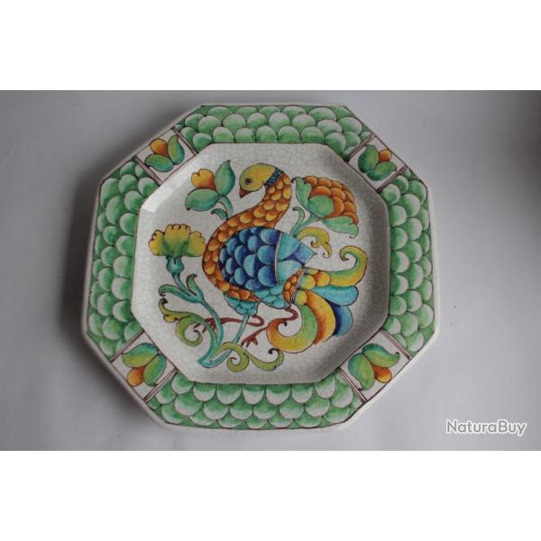 Romano INNOCENTI Plat octogonal cramique Italie 1960