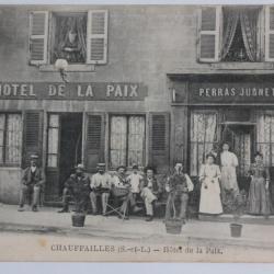 CPA Saône-et-Loire Chauffailles Hôtel de la Paix Perras Jugnet