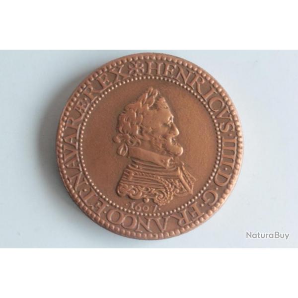 Mdaille Monnaie Royale Henri IV 1607 Demi-franc Pied quadruple