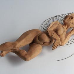 Sculpture bois Serge DIAKONOFF Femme nue érotique