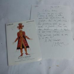 Carton d'invitation pour exposition Jean Carzou avec lettre Manuscrite