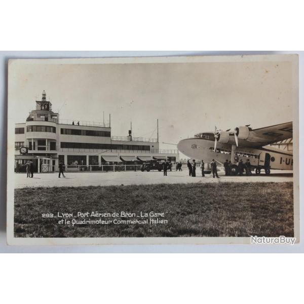 CPA Rhne Lyon Port arien de Bron Gare Quadrimoteur Italien