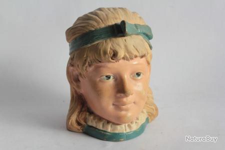 Pot à tabac céramique Bernard Bloch Jeune fille au ruban (58195) - Objets  divers (10662851)