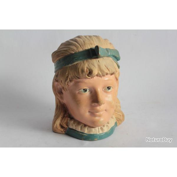 Pot  tabac cramique Bernard Bloch Jeune fille au ruban