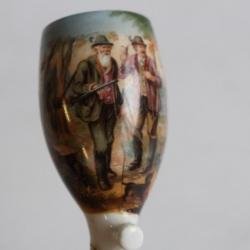 Fourneau de pipe porcelaine chasseurs et paysan