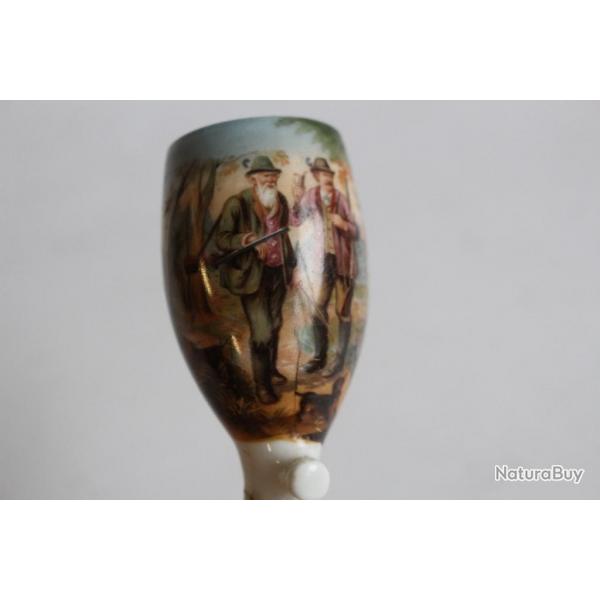 Fourneau de pipe porcelaine chasseurs et paysan