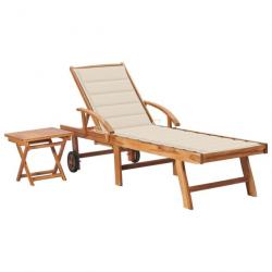 Transat chaise longue bain de soleil lit de jardin terrasse meuble d'extérieur avec table et coussi