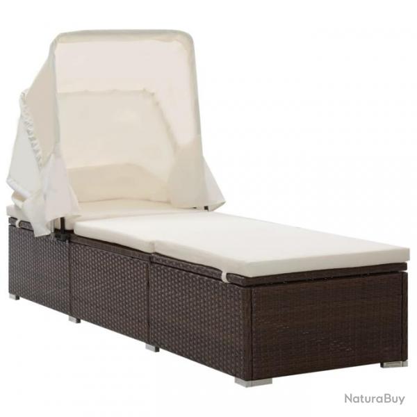 Transat chaise longue bain de soleil lit de jardin terrasse meuble d'extrieur avec auvent et couss