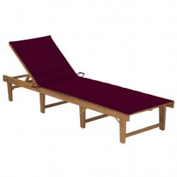 Transat chaise longue bain de soleil lit de jardin terrasse meuble d'extérieur pliable avec coussin