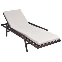 Transat chaise longue bain de soleil lit de jardin terrasse meuble d'extérieur avec coussin résine
