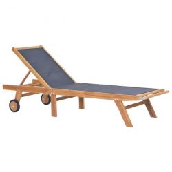 Transat chaise longue bain de soleil lit de jardin terrasse meuble d'extérieur pliable avec roulett