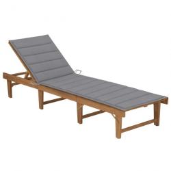 Transat chaise longue bain de soleil lit de jardin terrasse meuble d'extérieur pliable avec coussin
