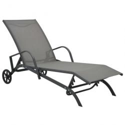 Transat chaise longue bain de soleil lit de jardin terrasse meuble d'extérieur acier et textilène 0