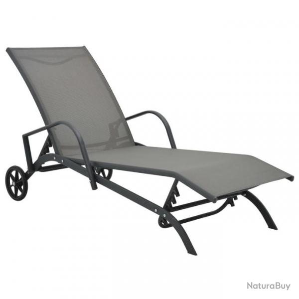 Transat chaise longue bain de soleil lit de jardin terrasse meuble d'extrieur acier et textilne 0